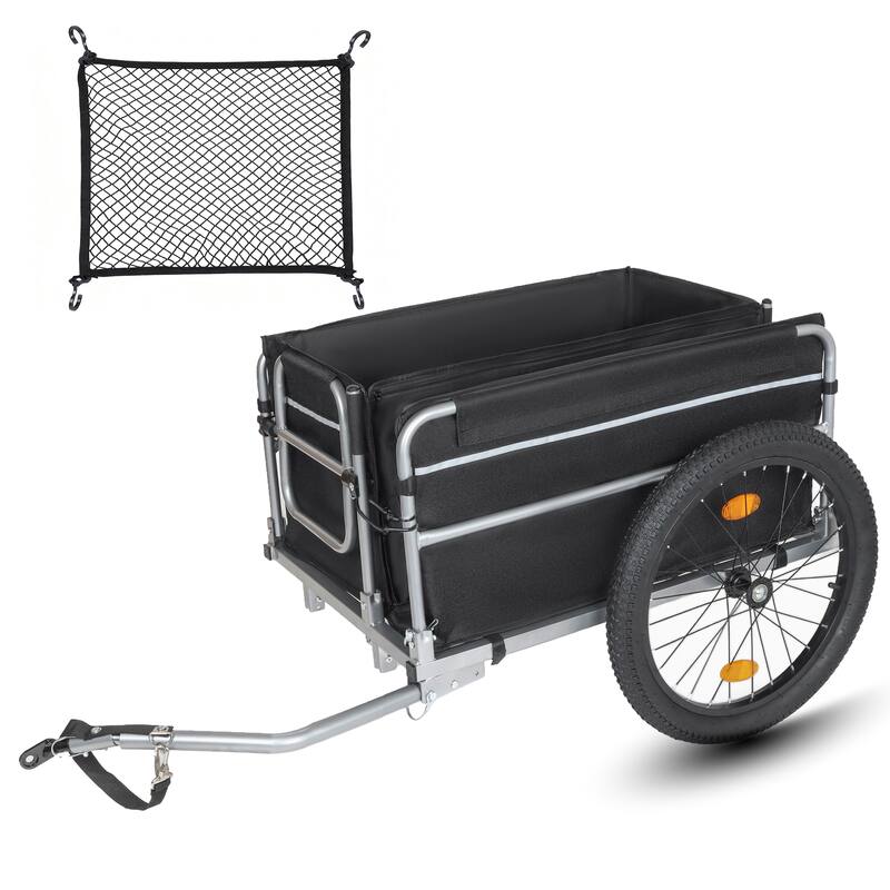 Bike Cargo Trailer, 110lbs Load Capacity, Heavy-Duty Bicycle Wagon Cart, Foldable Compact Storage, Featuring upgraded Fat tires