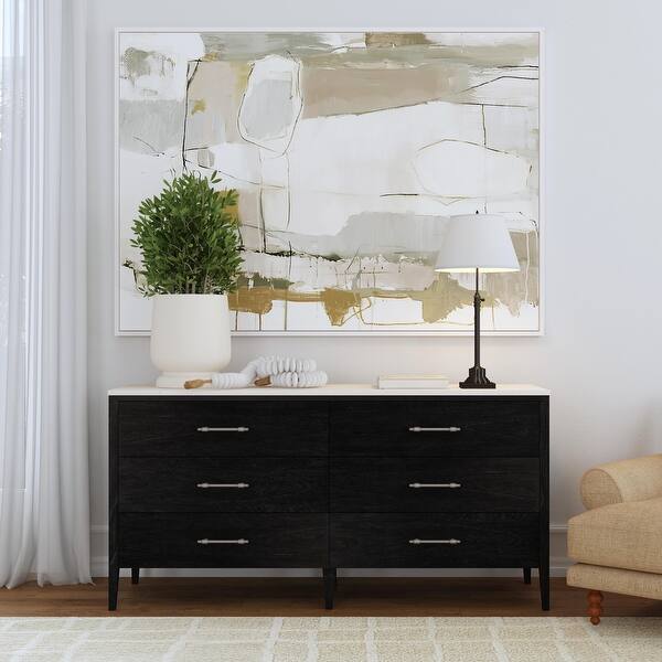 Mayfair 6 Drawer Wood and Marble Dresser - Bed Bath & Beyond - 39295962