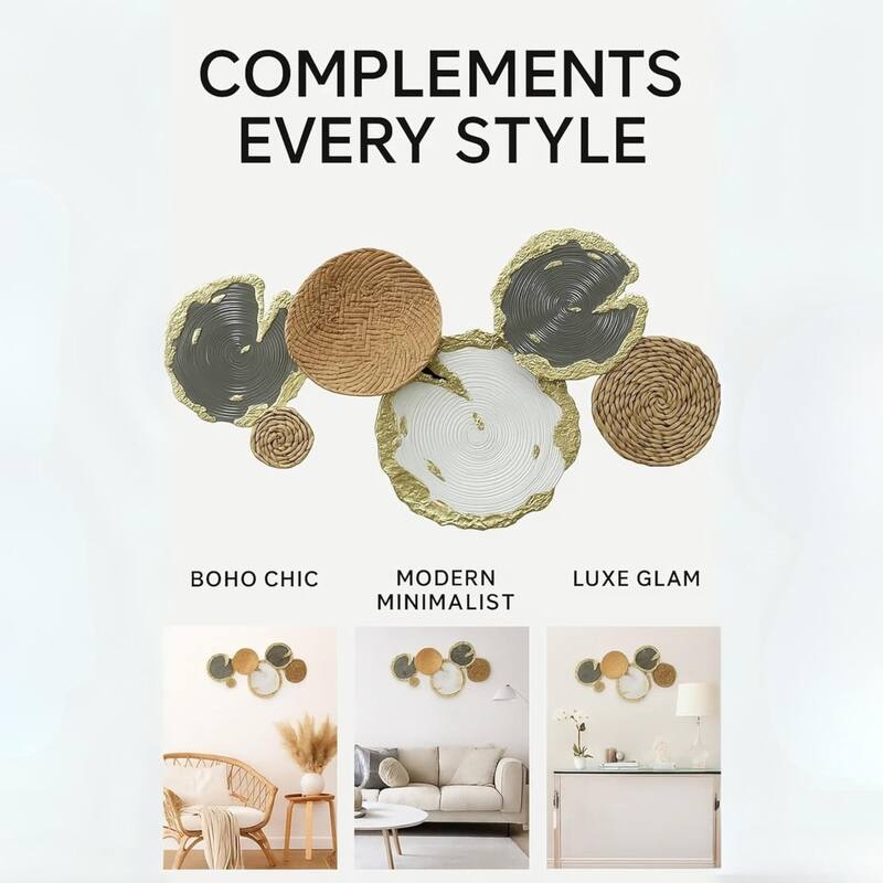 Aria Home Mixed Material Metal Wall Art Luisay Horizontal Rings Decor