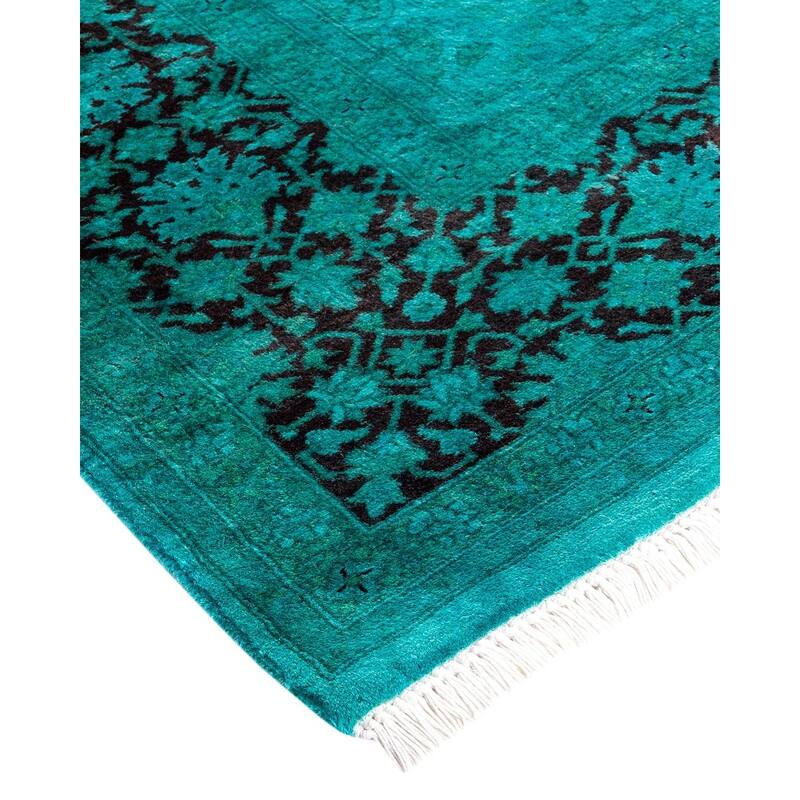 Fine Vibrance, One-of-a-Kind Hand-Knotted Area Rug - Green, 6' 1" x 9' 0" - 6' 1" x 9' 0"