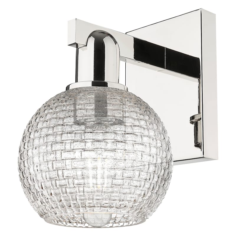 Innovations Lighting 716-1W-10-6 Athens Sconce Athens 10" Tall Wall - Polished Nickel / Clear Basketweave