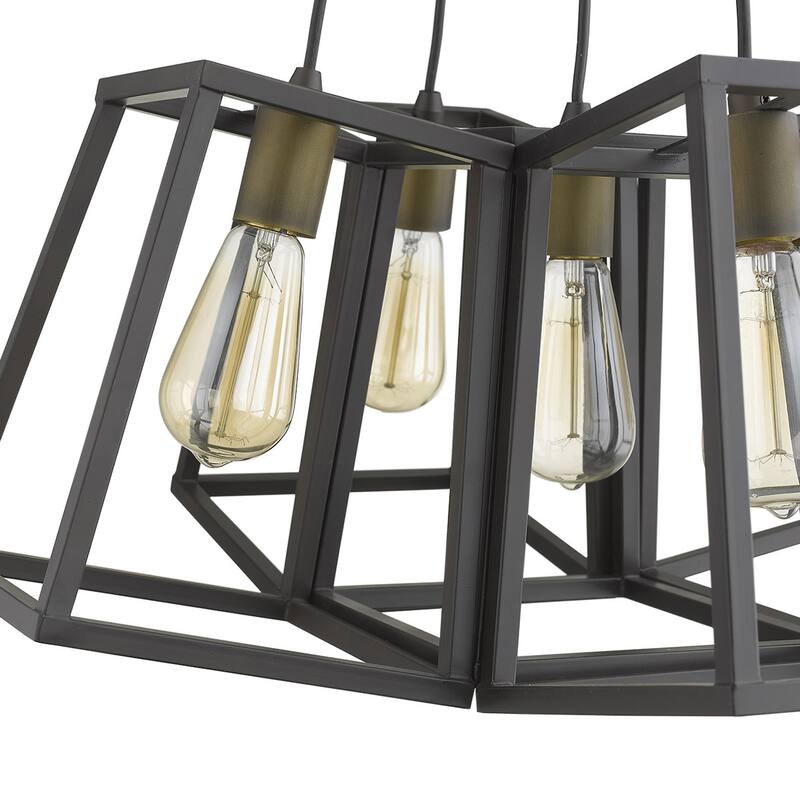 HomeRoots Bronze Lantern Five Light Metal Dimmable Chandelier - 16' X '13.5' X '27.5
