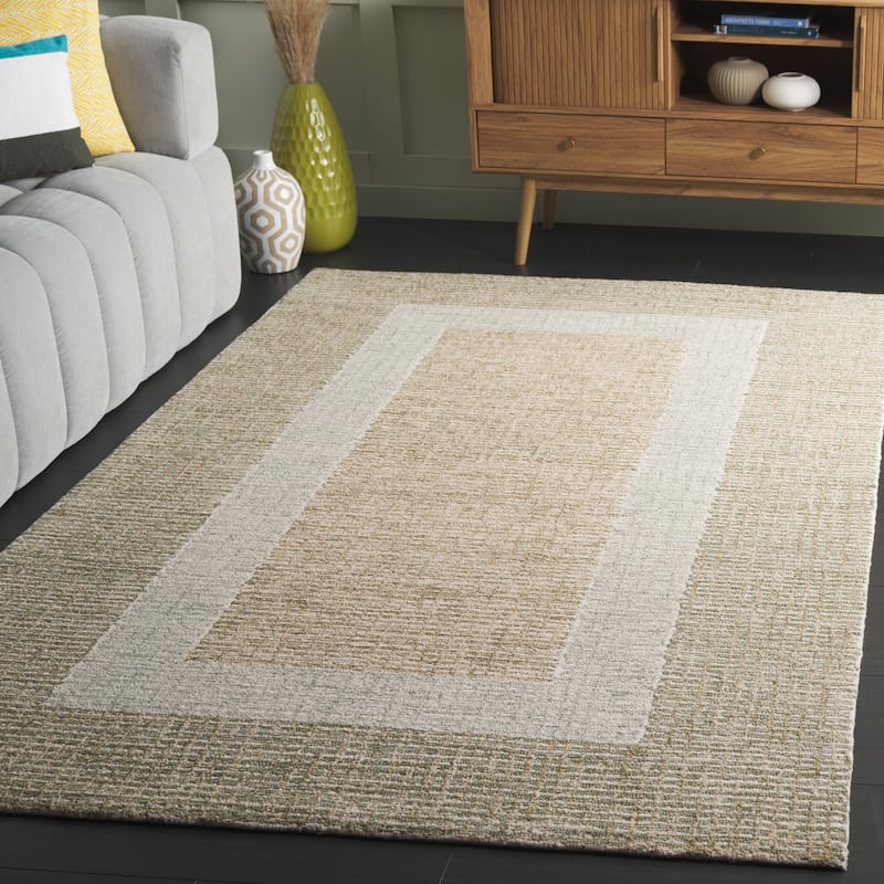 SAFAVIEH Handmade Pine Marsibil Modern Wool Rug - 5' x 8' - Green/Ivory