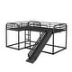 preview thumbnail 10 of 24, Full And Twin Size L-Shaped Bunk Bed 4 Beds In 1 With Slide,Ladder for Home