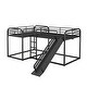 preview thumbnail 10 of 24, Full and Twin Size L-Shaped Bunk Bed with Slide and Short Ladder, Metal Support Bed Frame, No Box Spring Needed