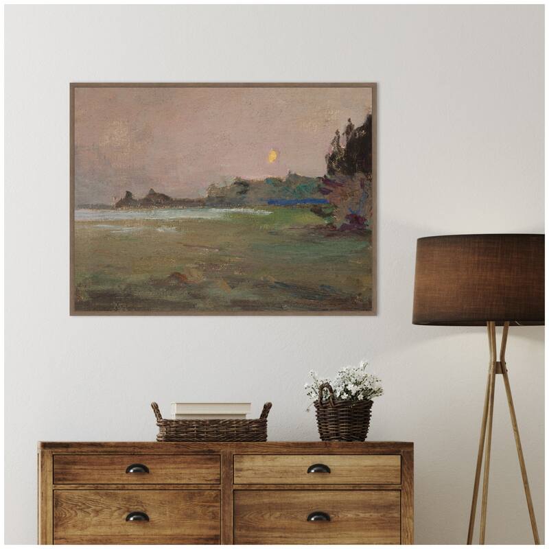 Kate and Laurel Moonlite Evening Mist 1910 Jan Ciaglinski by Nostalgia Prints Framed Canvas Wall Art Print