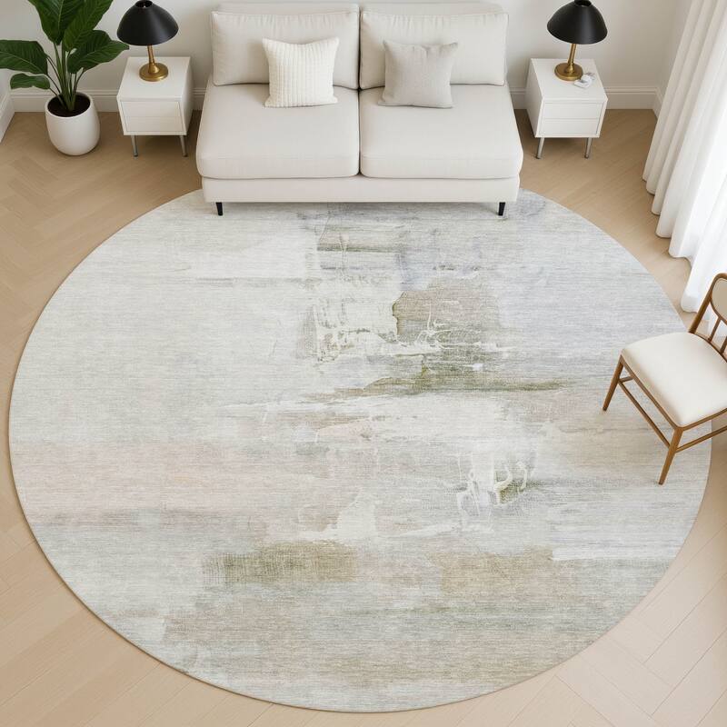 Premium Washable Super Soft Abstract Mayfield Rug - Linen - 8' x 8'