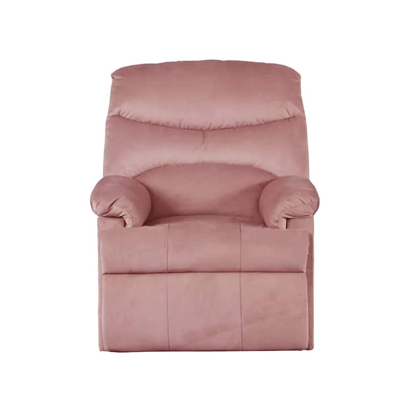 Velvet Upholstered Manual Motion Single Recliner - Blush Pink