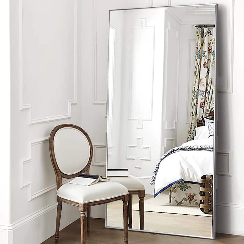 Modern Aluminum Alloy Thin Framed Full Length Floor Mirror