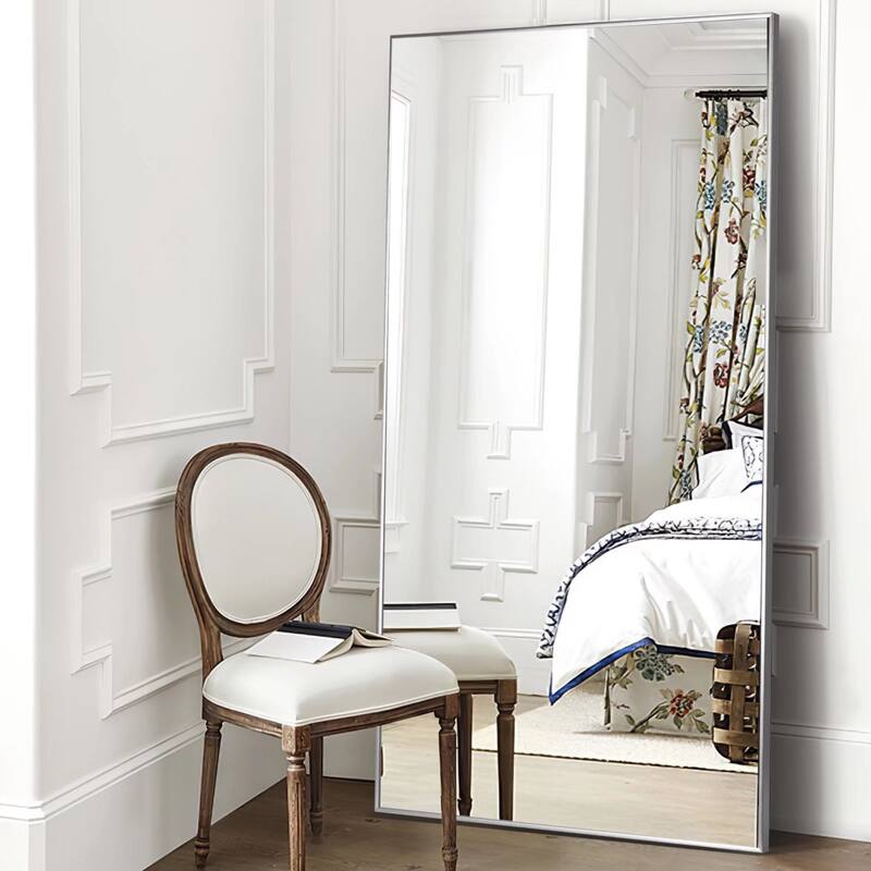 Modern Aluminum Alloy Thin Framed Full Length Floor Mirror