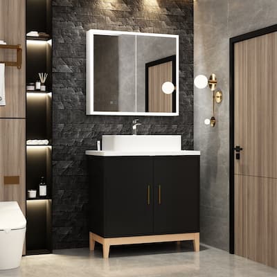 Modern Vanity and LED Mirror Cabinet Bundle for Stylish Bathrooms