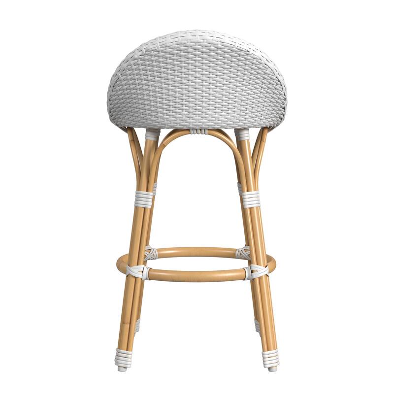 Tobias Outdoor Rattan and Metal Low Back Counter Stool