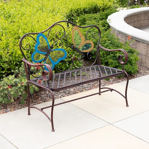 Alpine Corporation 45" x 23" Outdoor 2-Person Butterfly Garden Bench