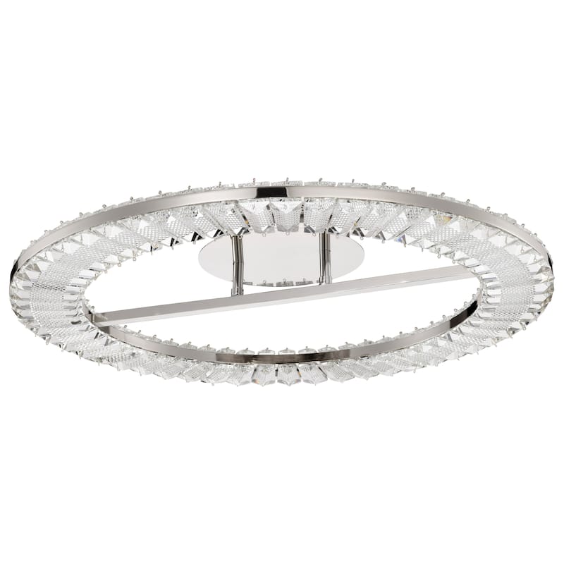 Nova LED 23 Inch Round Flush Mount Polished Nickel Finish K9 Crystal - Polished Nickel
