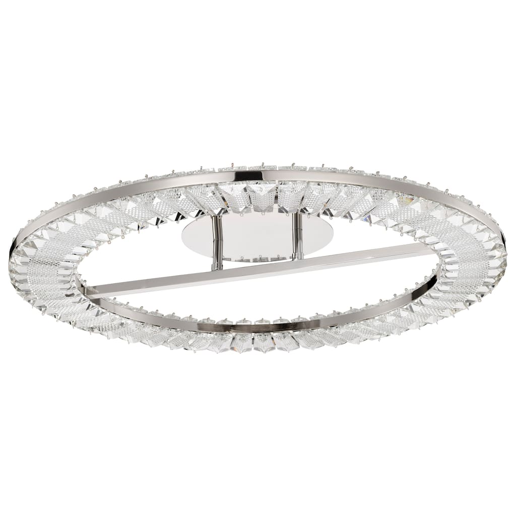Nova LED 23 Inch Round Flush Mount Polished Nickel Finish K9 Crystal - Polished Nickel