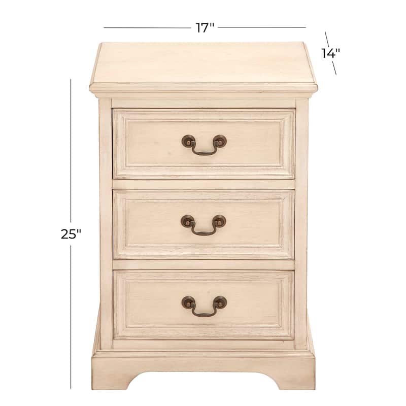 Wood 3 Drawer Room Cabinet - Cream - Roche River Decor