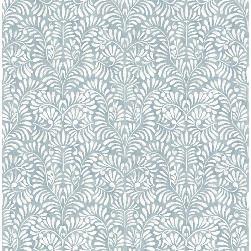 A-Street Prints Elma Sky Blue Fiddlehead Wallpaper