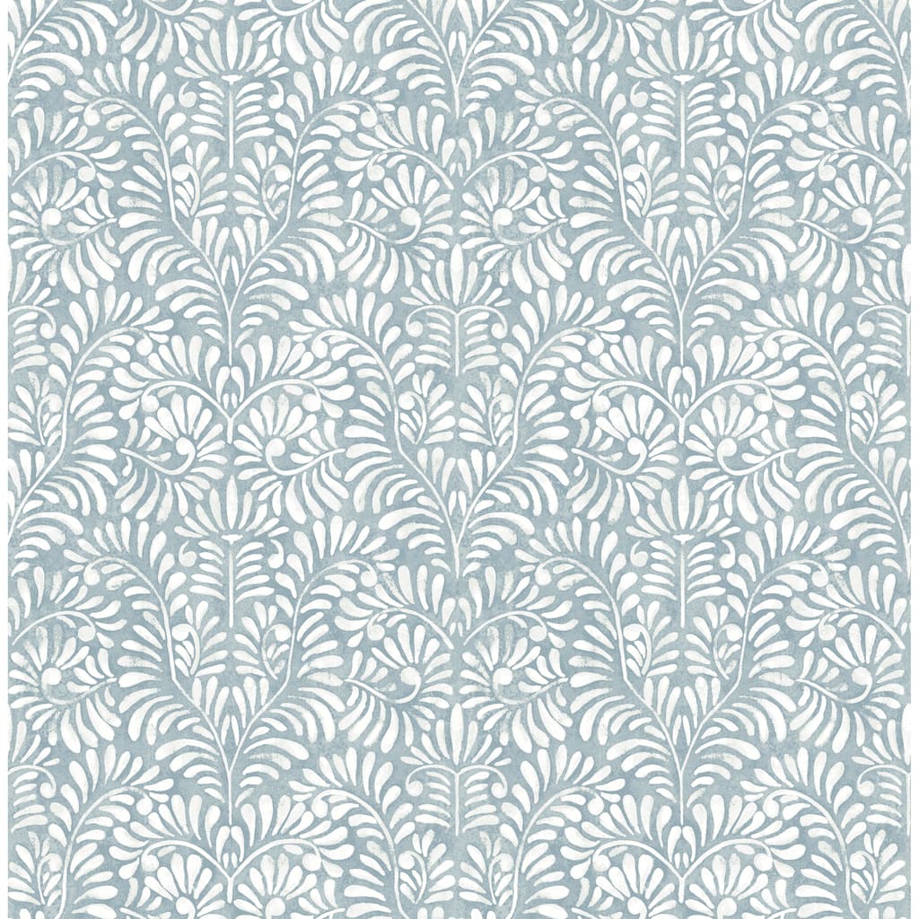 A-Street Prints Elma Sky Blue Fiddlehead Wallpaper