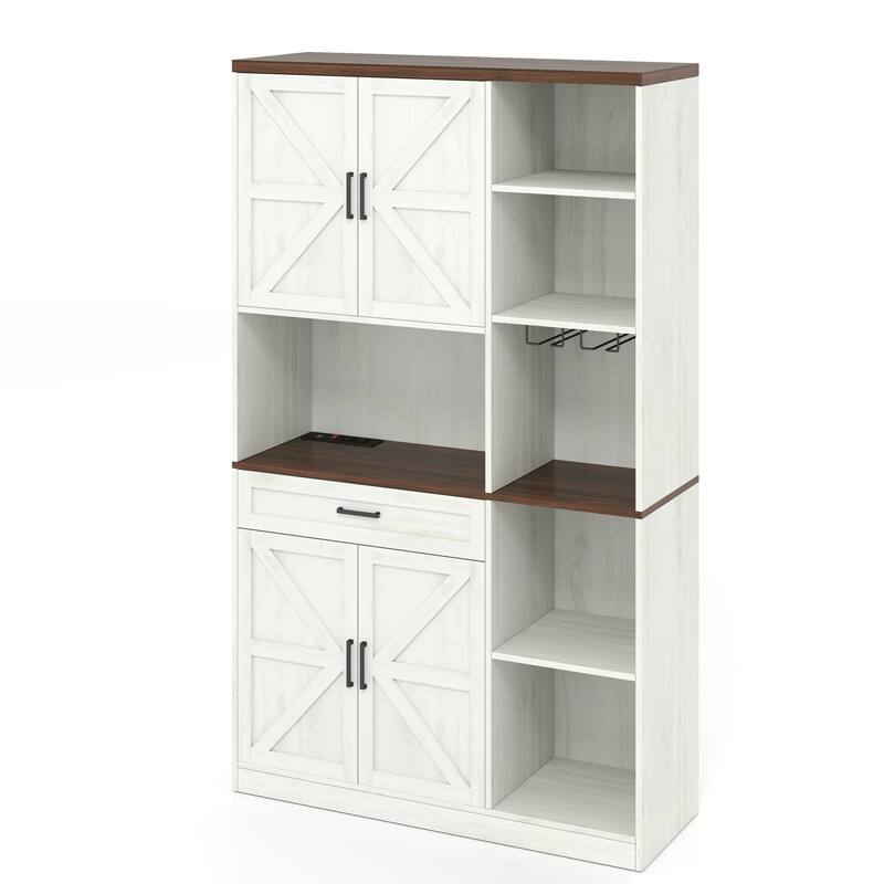 Pantry Cabinet with Glass Holder and Drawer