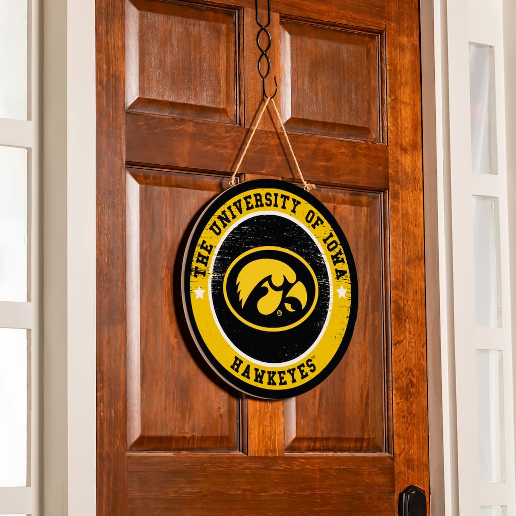 University of Iowa Wooden Door Decor Wall Sign - Multi-Color