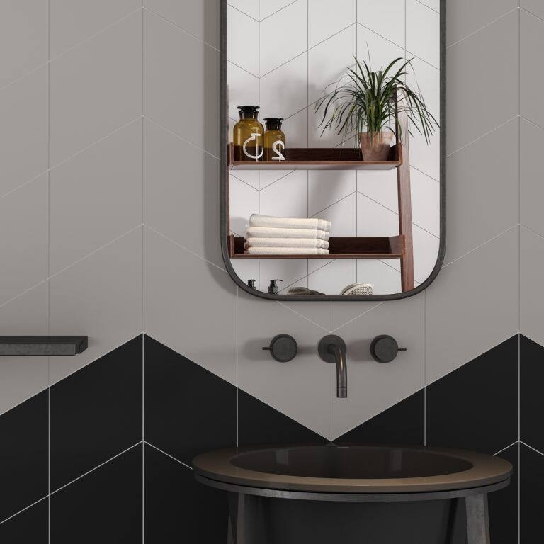 Flow 7.5" x 13" Harlequin Matte Porcelain Tile - Sample - Black