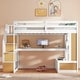 preview thumbnail 16 of 24, Full Size Solid Pine Wood Frame Loft Bed with Built-in Desk, Storage Staircase, Shelves, and Dual Drawers