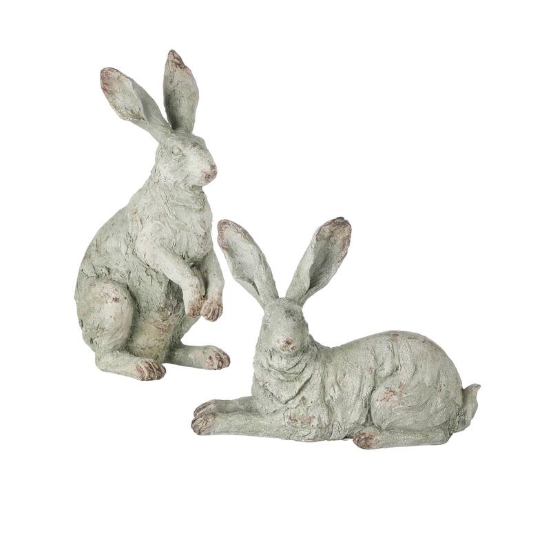 Resin Weathered Garden Rabbit 8.5" Set of 2