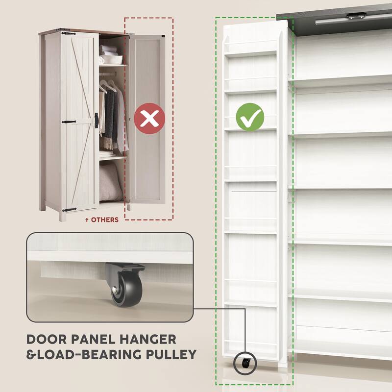 Smart LED Farmhouse Pantry Cabinet with Shelves