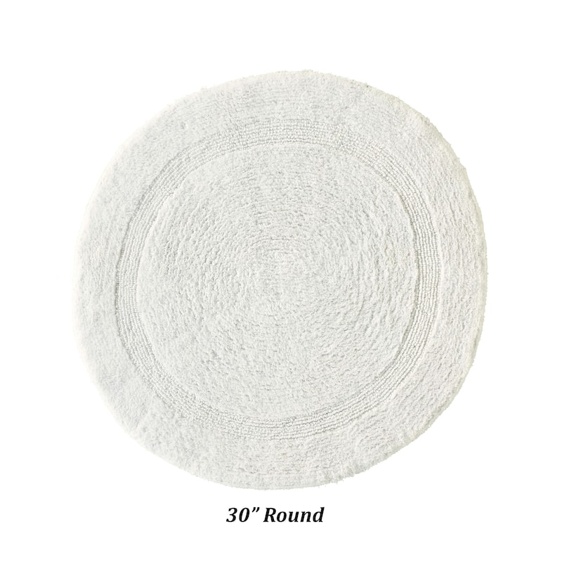 Better Trends Bath Rugs 100% Cotton Reversible Highly Water Absorbent Bathroom Rug for Shower, Sink, Bath Mats - Lux Collection - 30" Round - Ivory