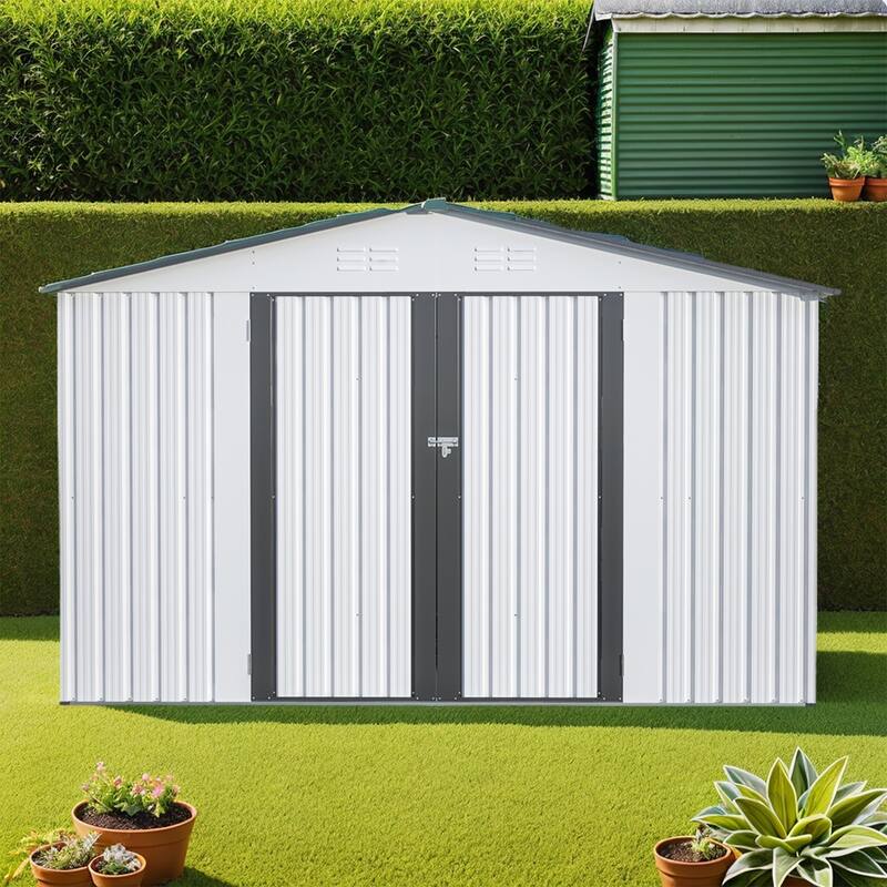 10' x 8' Outdoor Large Storage Shed, Metal Tool Sheds, Lockable - 10X8 FT
