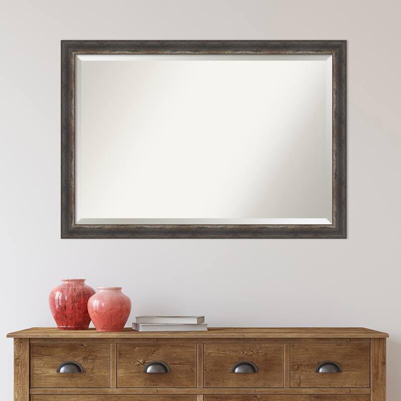 Beveled Wall Mirror - Bark Rustic Char Narrow Frame - Bark Rustic Char Narrow