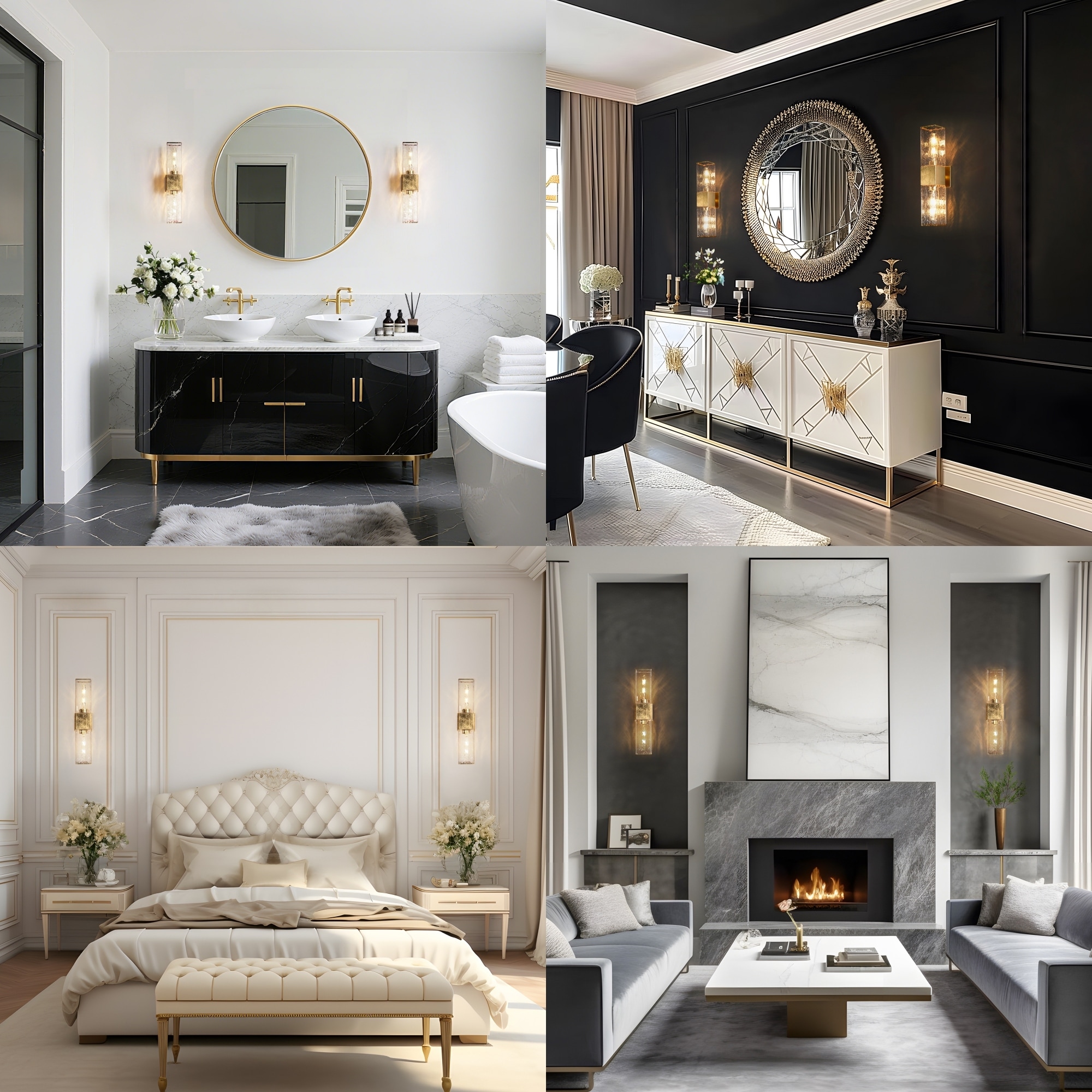Onizbar 【Luxury】 Luxmira Modern Luxury Glam Gold Large Bathroom Sconce with Art