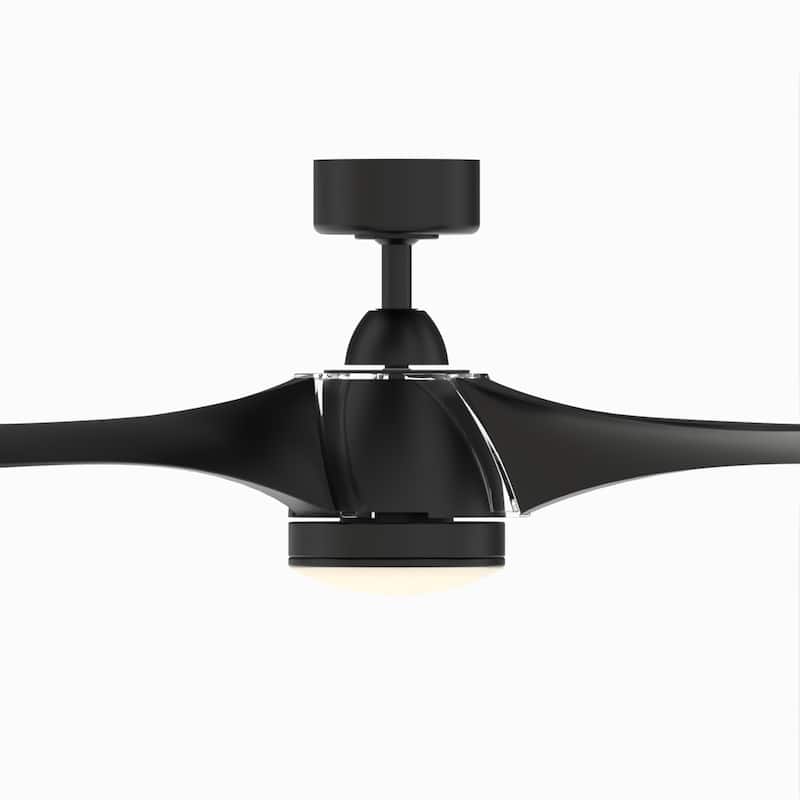 Fanimation Klear 56 inch Indoor/Outdoor Smart Ceiling Fan with LED CCT Select Light Kit and Remote - Black
