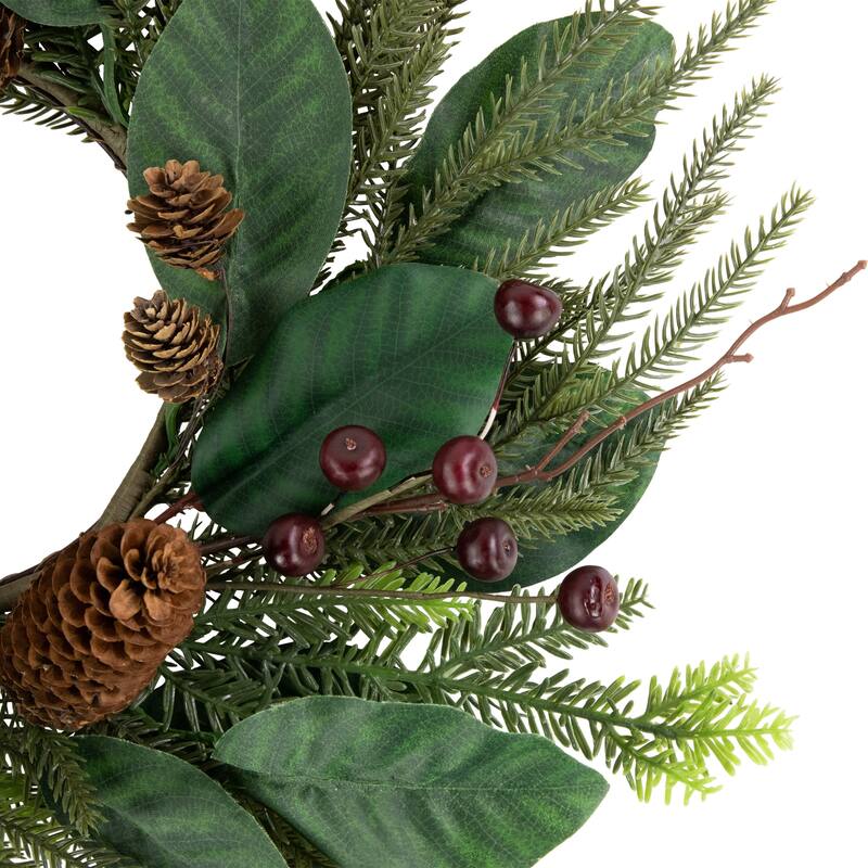 Mixed Foliage with Berries Artificial Christmas Wreath 20-Inch Unlit - 20"