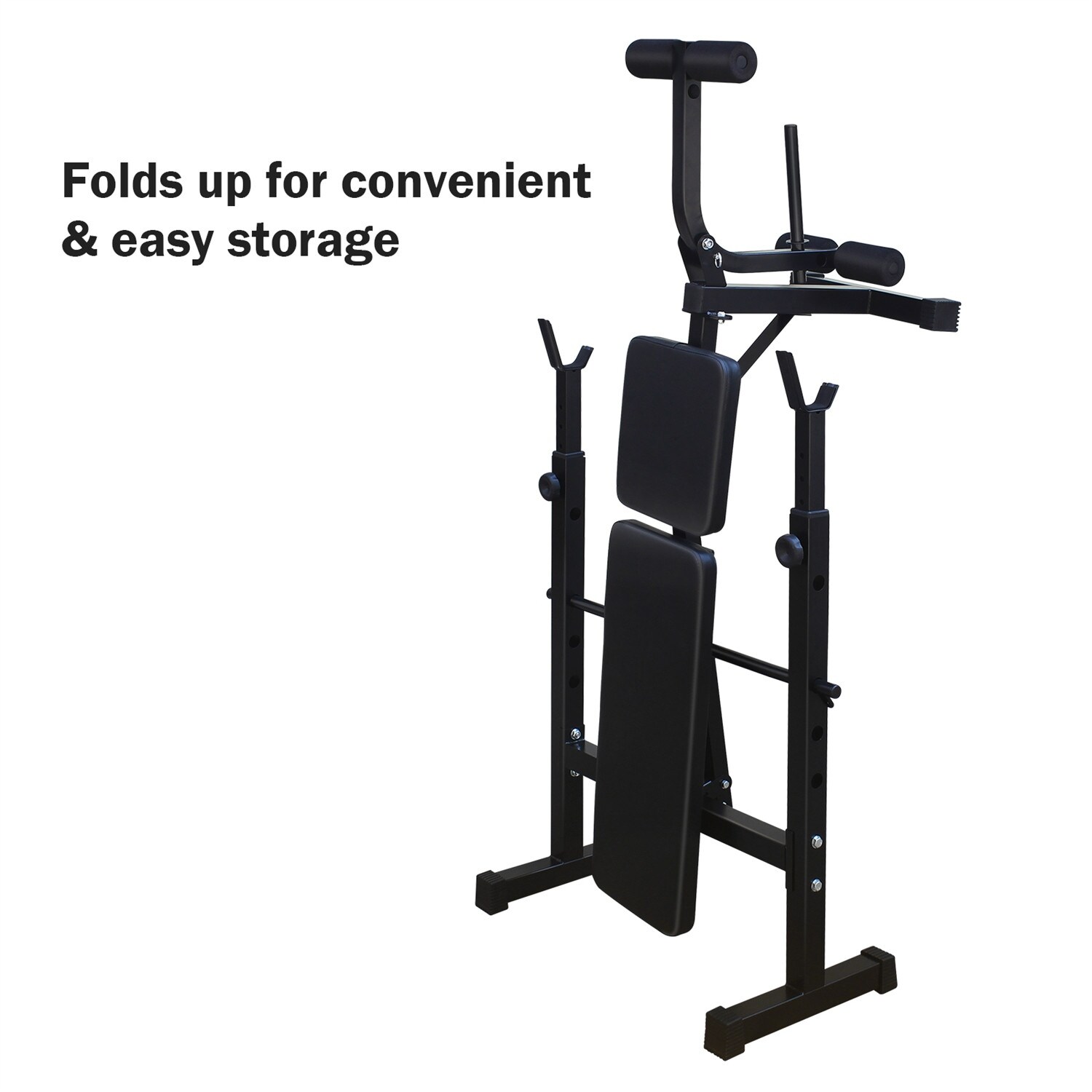 Bench Press Set with Squat Rack Home Gym Full Body Workout Weight Bench Black