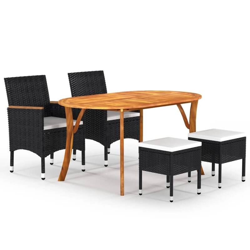 vidaXL 5 Piece Patio Dining Set Black - 59.1" x 35.4" x 29.5"