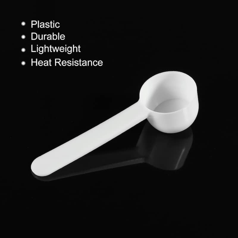 Micro Spoons 5 Gram Measuring Scoop Plastic Flat Bottom Spoon 15Pcs - White