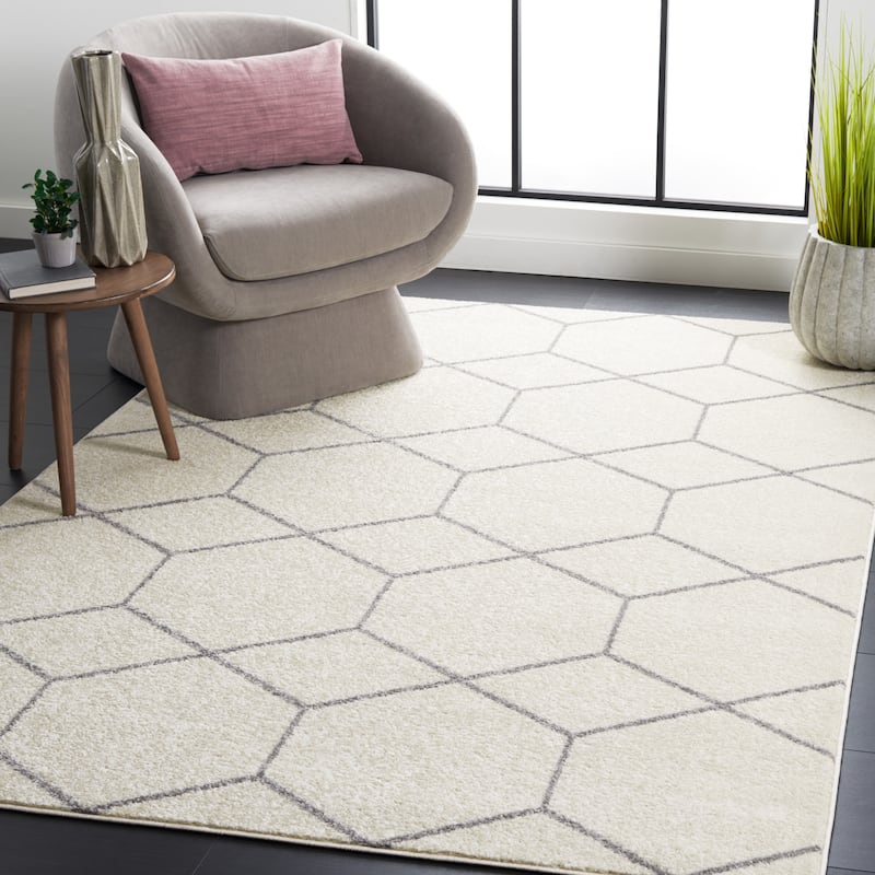 SAFAVIEH Tulum Kulli Bohemian & Eclectic Rug - 4'5" x 6'5" - Ivory/Grey