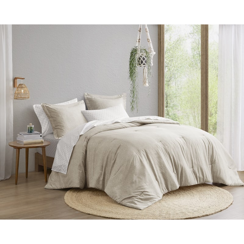 Chelsea Square Reese Chambray Print Microfiber Comforter Set with Bed Sheets