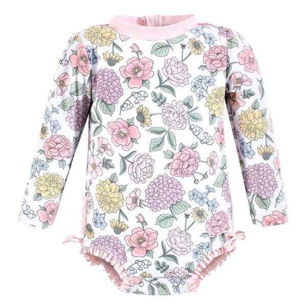 slide 1 of 1, Hudson Baby Girls Rashguard Baby Swimsuit, Vintage Blossom 12-18 Months - Vintage Blossom Baby
