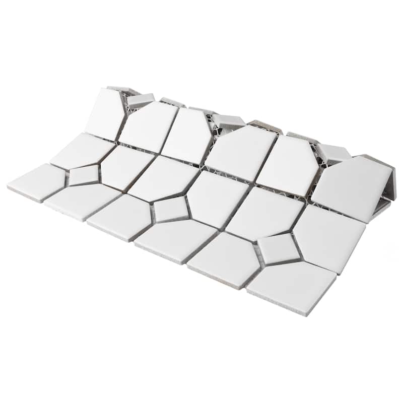Merola Tile Oxford Matte White w/ Glossy White Dot 11-3/8" x 11-3/8" Porcelain Floor and Wall Tile