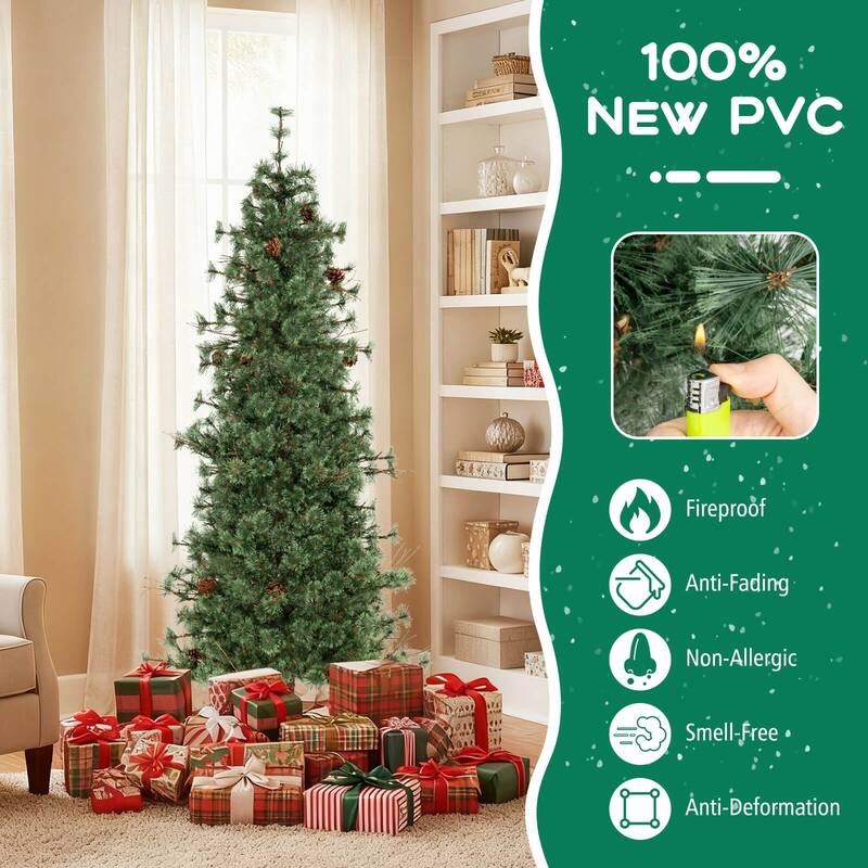 Costway 6/7/8 FT Artificial Christmas Tree with 370/502/702 Branch & - See Details - Green