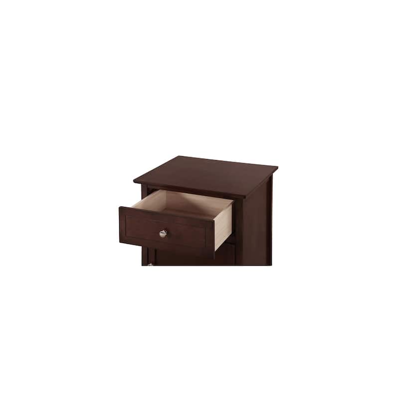 Cappuccino Nightstand 28x23x17 with Three Drawers, Contemporary Bedside Table for Storage and Sleek Bedroom Modern Accent