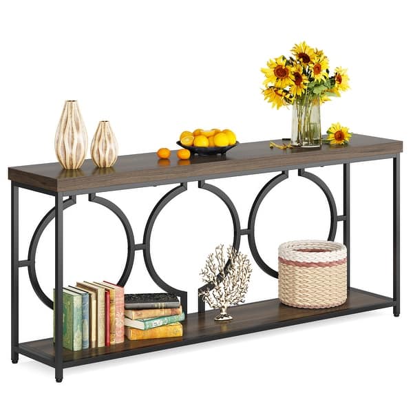 70.9 Inch Extra Long Sofa Table, Farmhouse 2Tier Behind Couch Table Console Table for Entryway