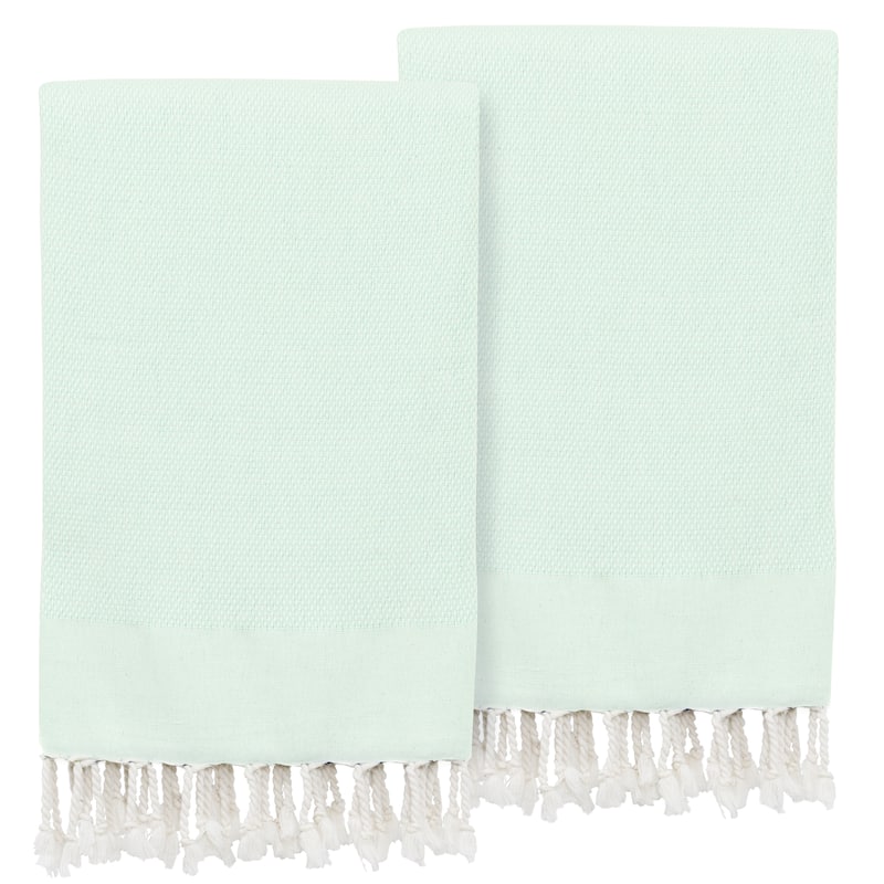 Authentic Hotel and Spa 100% Turkish Cotton Fun in Paradise Pestemal Hand/Guest Towels (Set of 2) - Seafoam