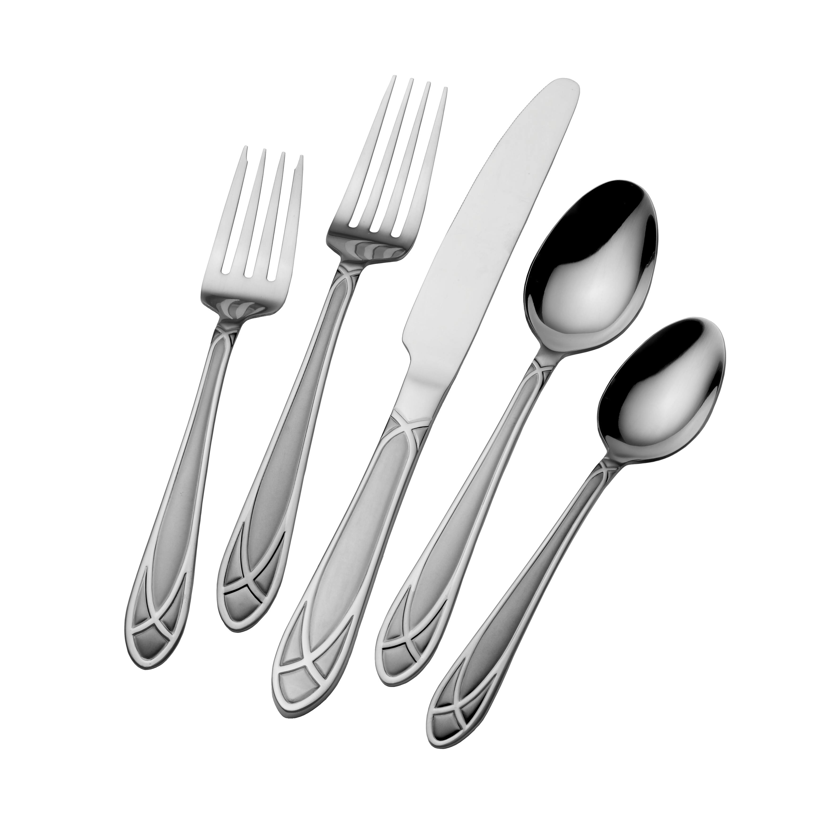 Pfaltzgraff Mirage Frost 42PC Stainless Steel Flatware Set with Caddy