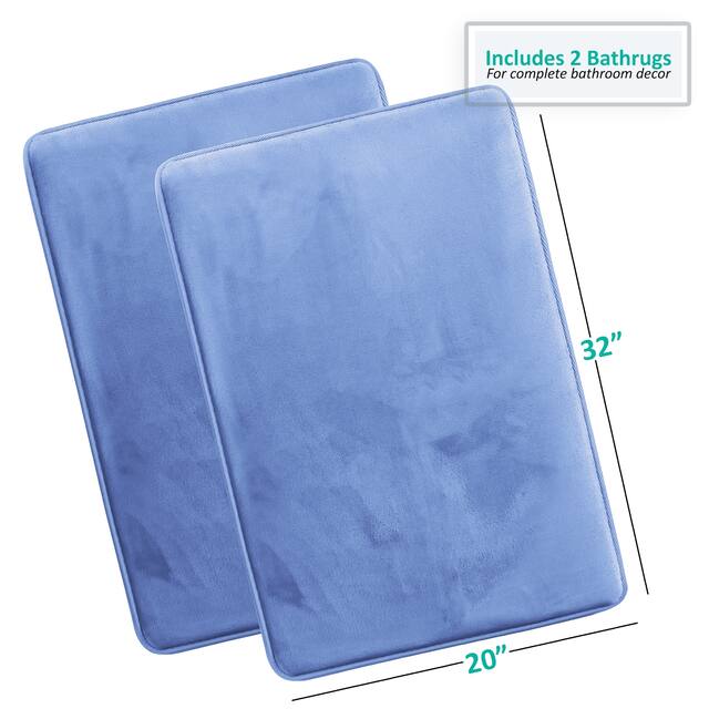 Clara Clark Ultra Soft Plush Bathroom Rug - Non-Slip, Velvet, Memory Foam Bath Mat - Set of 2