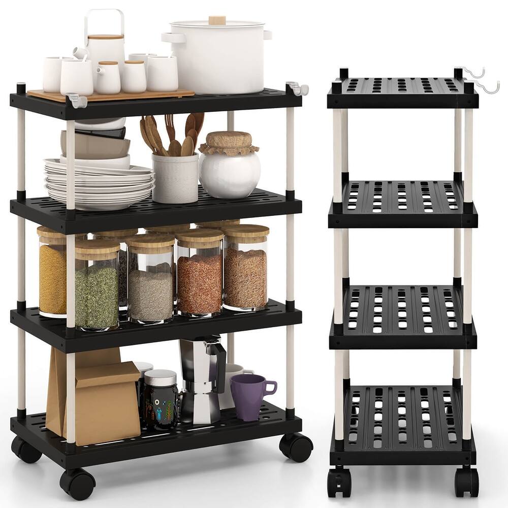 Gymax 4-Tier Slim Storage Cart Kitchen Organizer Utility Cart