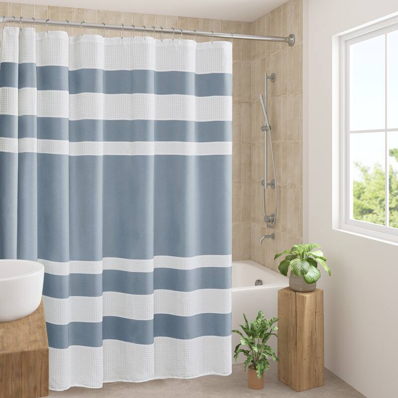 Madison Park Spa Waffle Shower Curtain with 3M Treatment