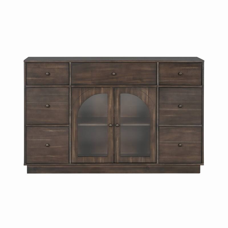 55.1" Large Storage Cabinet with 2 Doors and 7 Drawers for Living and Dining Room Organization